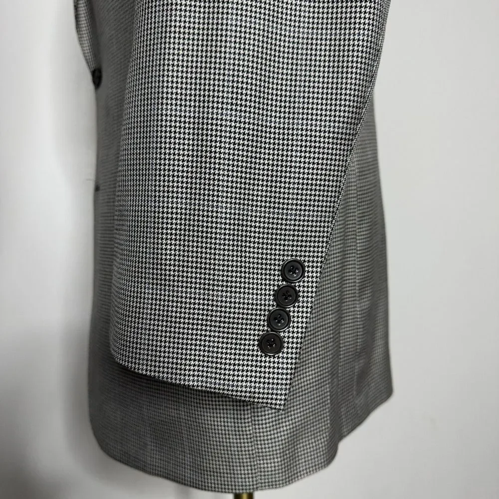 Jos A Bank Gold‎ Signature 44R Blazer Sport Coat Mens Gray Check Wool Silk
